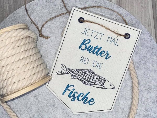 Wimpel Butter bei die Fische - ITH-Stickdatei